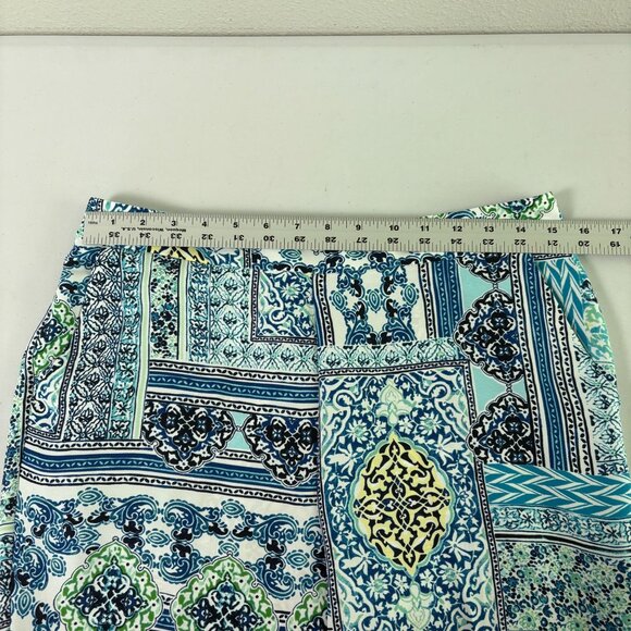 Chicos Wide Leg Crop Pull On Pant Petite 0.5P US 6P Blue Coastal Tile Print - Picture 9 of 12